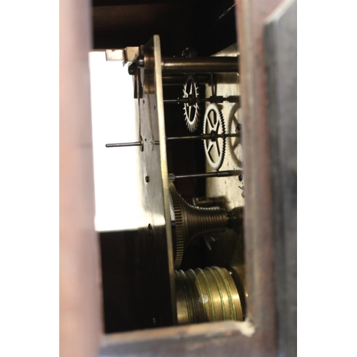 674 - A Victorian papier mache drop dial fusee wall clock, the 30cm painted white dial indistinctly signed... 