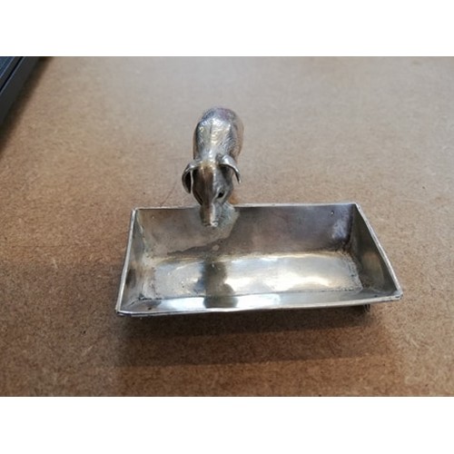 125 - A novelty silver open salt, Chester circa 1900, realistically modelled as a pig and trough, the trou... 