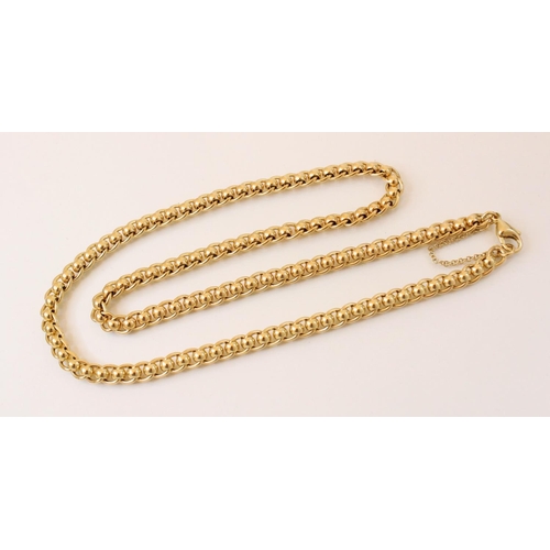 101 - A 9ct gold belcher link necklace, bracelet and earring suite, the necklace and bracelet with lobster... 