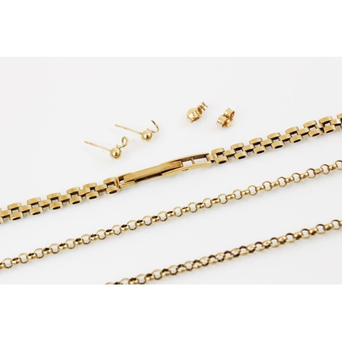 108 - A 9ct gold belcher link chain, with spring ring and loop fastening, 39.8cm long, together with a 9ct... 