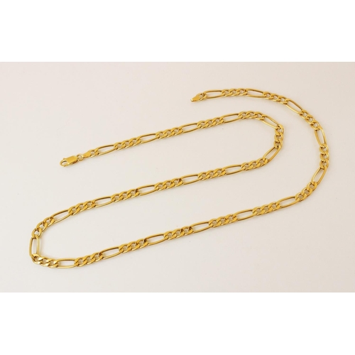 111 - A figaro link yellow metal chain, stamped '375', 60.5cm long, weight 9.8gms