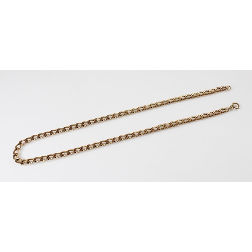 120 - A yellow metal curb link chain, with spring ring and loop fastener, marked '9ct', 41.3cm long, weigh... 