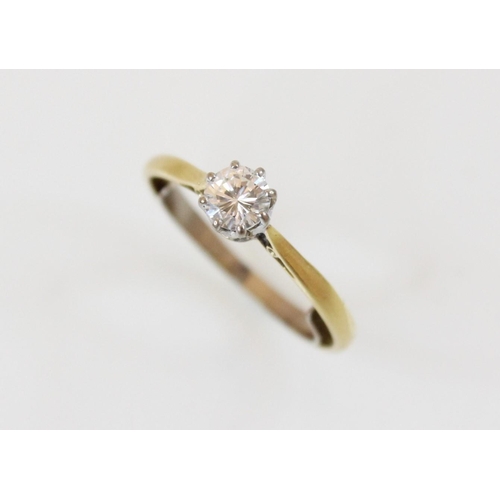 159 - A diamond solitaire ring, the central round brilliant cut diamond (weighing approximately 0.45 carat... 