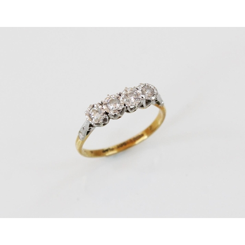 160 - A diamond four-stone ring, comprising four round brilliant cut diamonds, (each weighing approximatel... 