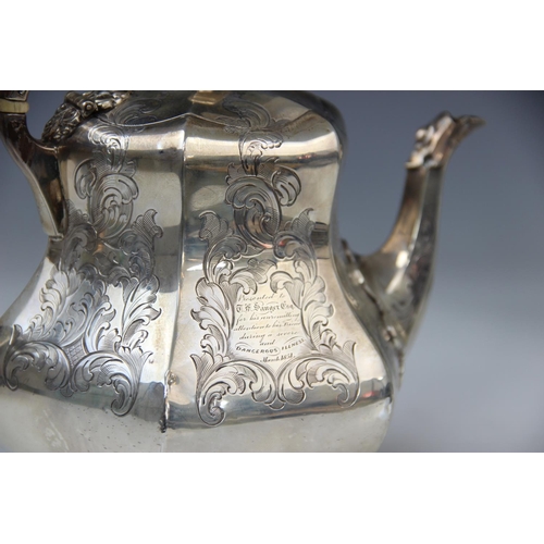 18 - A Victorian four piece silver tea service by George John Richards, London 1851, comprising teapot, h... 