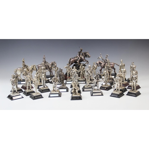 201 - A collection of silver plated Royal Hampshire Art Foundry military figures, to include mounted figur... 