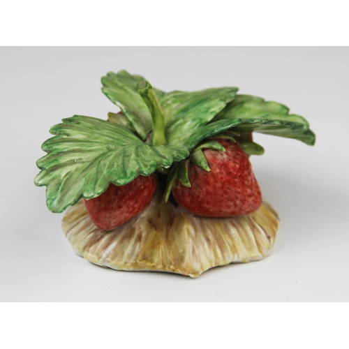 231 - A collection of five Lady Anne Gordon porcelain fruit models, comprising two strawberry plants, two ... 