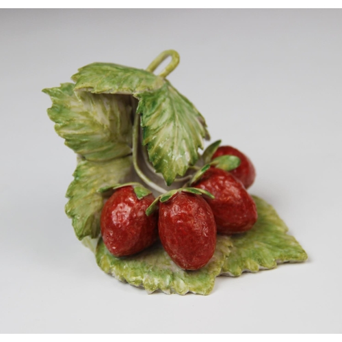 231 - A collection of five Lady Anne Gordon porcelain fruit models, comprising two strawberry plants, two ... 