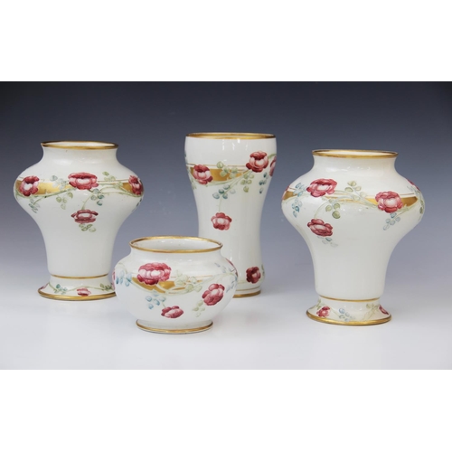 247 - A pair of William Moorcroft for James Macintyre & Co vases, early 20th century, each of compressed b... 