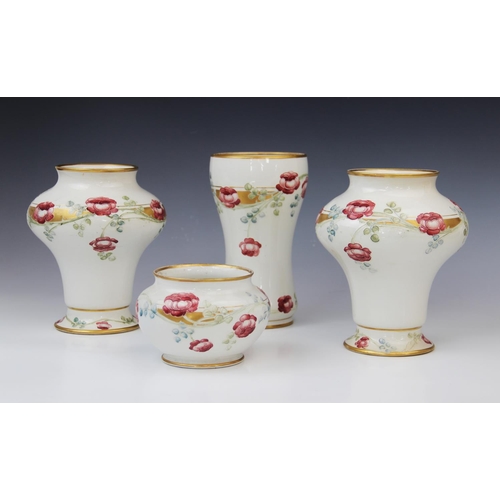 247 - A pair of William Moorcroft for James Macintyre & Co vases, early 20th century, each of compressed b... 