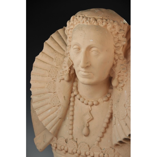 337 - After Domenico Brucciani, a terracotta finished plaster bust of Elizabeth I, mid 19th century, proba... 