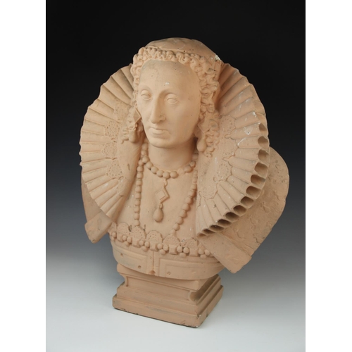 337 - After Domenico Brucciani, a terracotta finished plaster bust of Elizabeth I, mid 19th century, proba... 