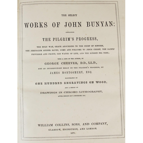 434 - Bunyan (J), THE SELECT WORKS OF JOHN BUNYAN: WITH A LIFE OF THE AUTHOR BY GEORGE CHEEVER, first edit... 