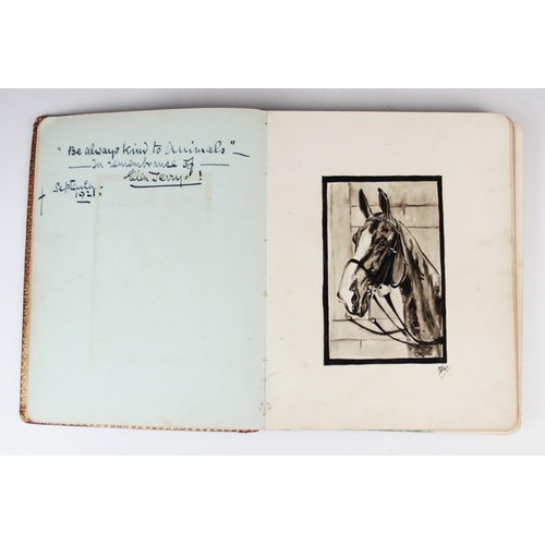 436 - A sketchbook belonging to Constance J. Pains, early 20th century, containing a quantity of portraits... 