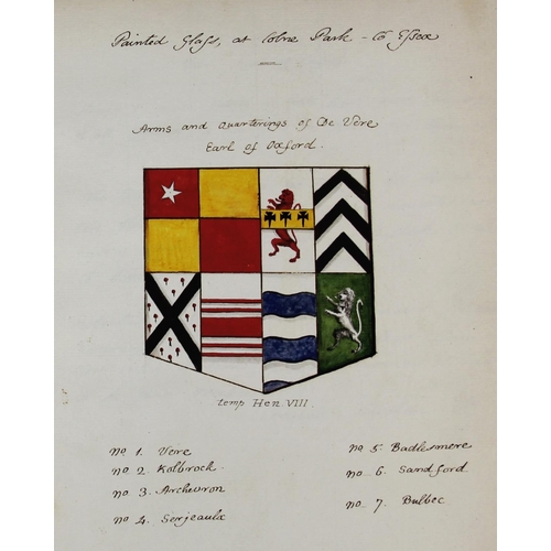 462 - A COLLECTION OF DRAWINGS OF ARMORIAL BEARINGS, FROM PAINTED GLASS, ANCIENT SEALS ETC TOGETHER WITH P... 