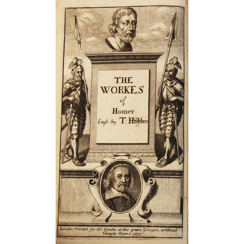 480 - Hobbes (Thomas) (Translator), THE ILIADS AND ODYSSES OF HOMER, TRANSLATED OUT OF GREEK INTO ENGLISH,... 