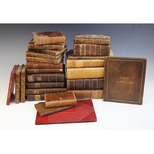 483 - DECORATIVE BINDINGS: A miscellany of poetry and plays, to include: Addison, CATO A TRAGEDY, ¾ leathe... 