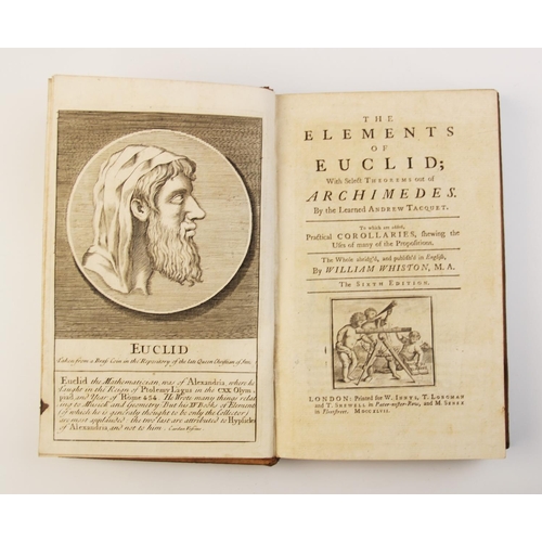 485 - Whiston (W), THE ELEMENTS OF EUCLID; WITH SELECT THEOREMS OUT OF ARCHIMEDES, full leather, applied h... 