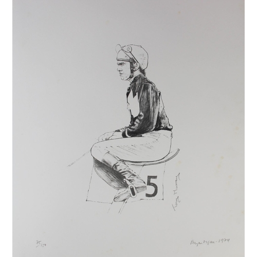 498 - Bryan Organ (b1935),
'Six British Jockeys', 
A portfolio of six limited edition lithographs on paper... 