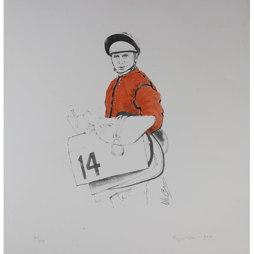 498 - Bryan Organ (b1935),
'Six British Jockeys', 
A portfolio of six limited edition lithographs on paper... 