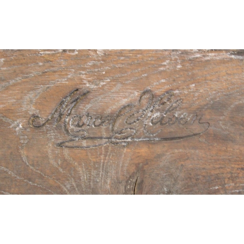 596 - A 17th century and later oak table, the associated later plank top above a gadrooned frieze raised u... 