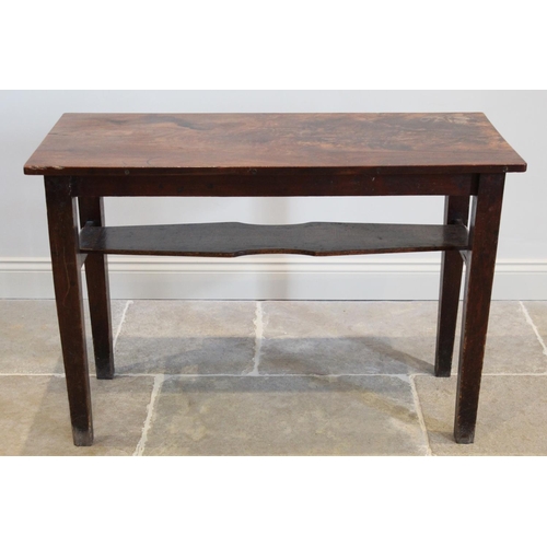 618 - A George III and later mahogany top side table, the rectangular leaf table top on an associated stai... 