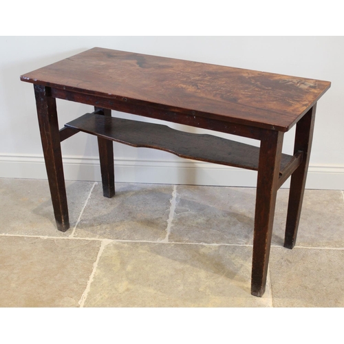 618 - A George III and later mahogany top side table, the rectangular leaf table top on an associated stai... 