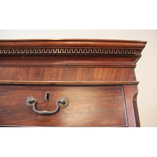 638 - A George III mahogany chest on chest, the moulded cornice with a Greek key pattern frieze over two s... 