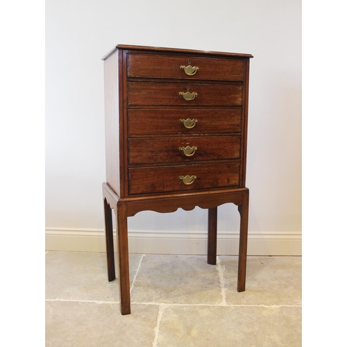 661 - A late 19th /early 20th century mahogany specimen chest on stand, the rectangular moulded top over f... 