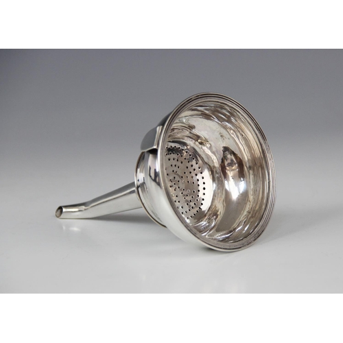 8 - A George III silver wine funnel by Peter, Ann & William Bateman, London 1801, the bowl with reeded b... 