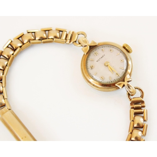 81 - A lady's vintage 9ct gold Rotary wristwatch, the round cream dial with Arabic and baton markers, set... 