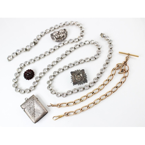 94 - A selection of Victorian and later jewellery, to include a garnet cluster brooch, 23mm x 20mm, an Ed... 