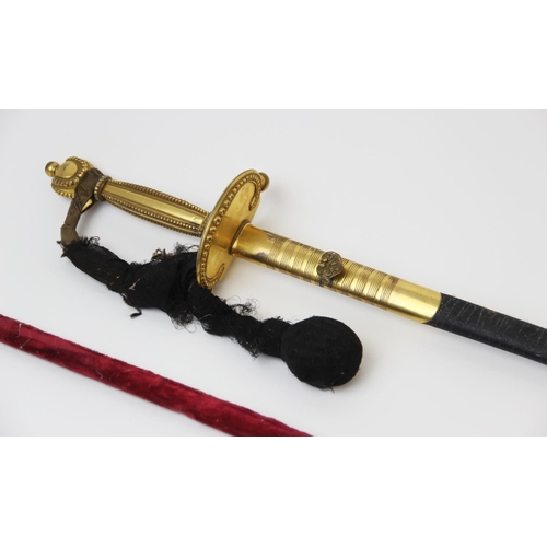 206 - A Victorian diplomatic court sword, 19th century, the 76cm double edged unfullered blade set to a re... 