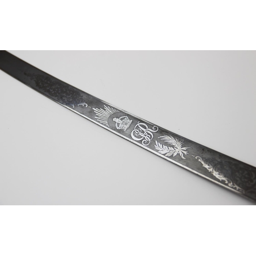 207 - A George V 1831 pattern Officer's mameluke sword, the 84.5cm curved single edged blade with bayonet ... 