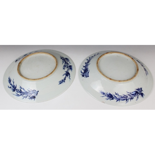 295 - A pair of Chinese porcelain blue and white chargers, late 19th century, each of circular form and wi... 