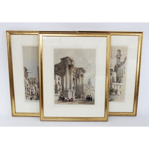 492 - After David Roberts R.A (Scottish 1796-1864), 
Four hand coloured lithographs on paper, 
'St Jaen d'... 