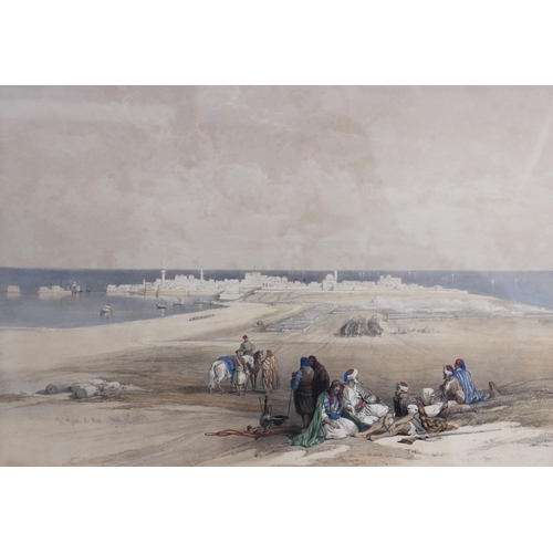 492 - After David Roberts R.A (Scottish 1796-1864), 
Four hand coloured lithographs on paper, 
'St Jaen d'... 