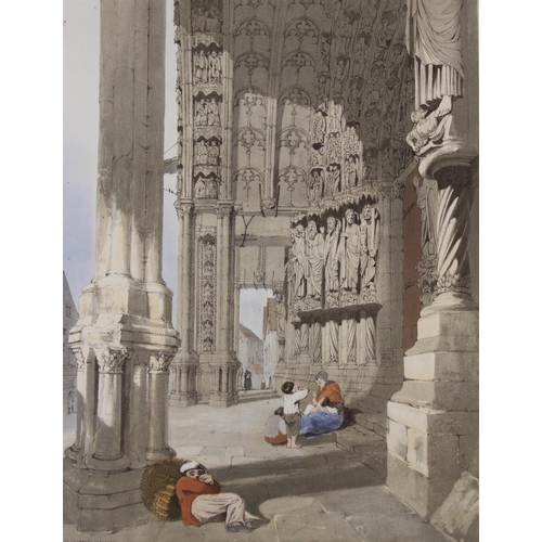 494 - After Thomas Shotter Boys (1803-1874), 
Eight views of French cities, comprising: 'The Porch Of Char... 