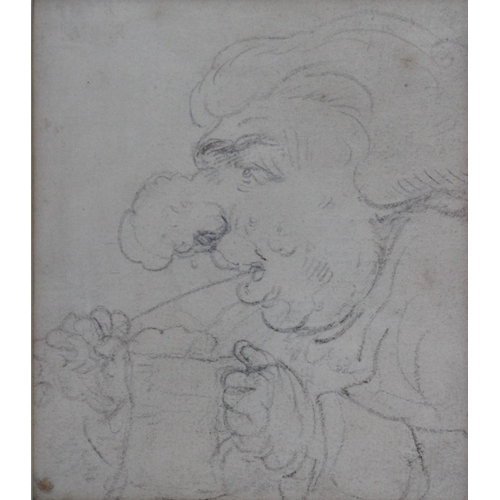 513 - Attributed to Thomas Rowlandson (1756-1827), 
Three pencil sketches on laid paper of satirical and p... 