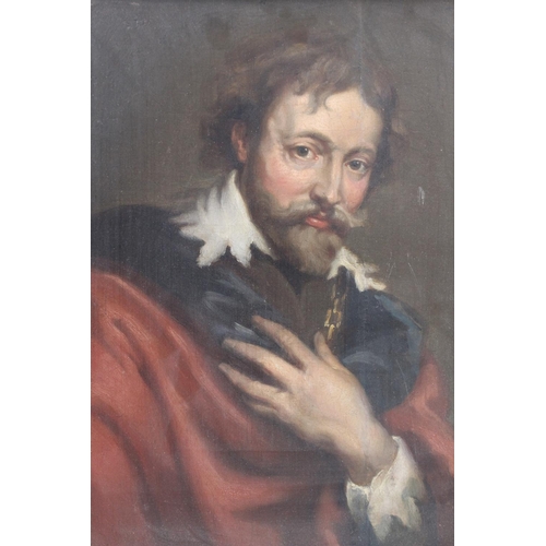 523 - After Anthony Van Dyck (1599-1641), 
Portrait of Peter Paul Rubens, 
Oil on panel, 
28cm x 25cm, 
Fr... 