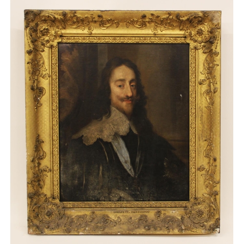 525 - Follower of Sir Antony Van Dyck (1599-1641), 
Portrait of Charles I, 
Head and shoulders, with lace ... 