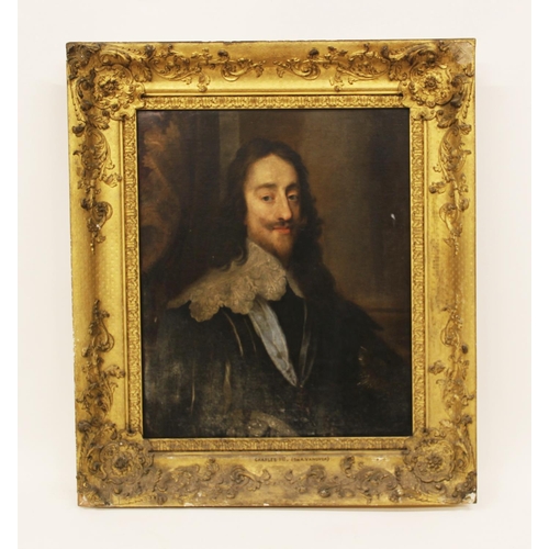 525 - Follower of Sir Antony Van Dyck (1599-1641), 
Portrait of Charles I, 
Head and shoulders, with lace ... 