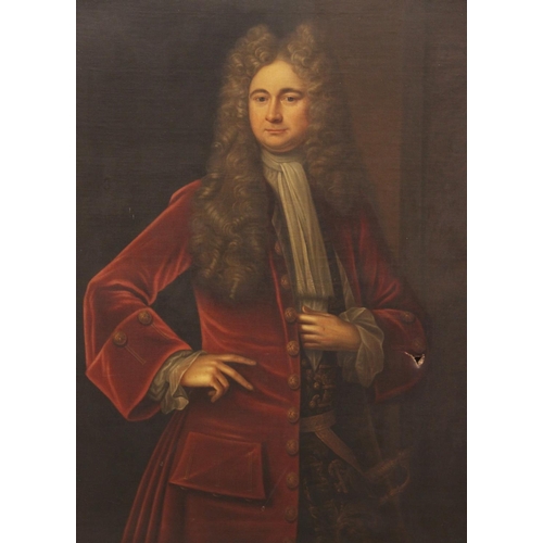 529 - Circle of Sir Godfrey Kneller (1646 -1723),
Portrait of Thomas Kenyon of Peel Hall, 
Three quarter l... 