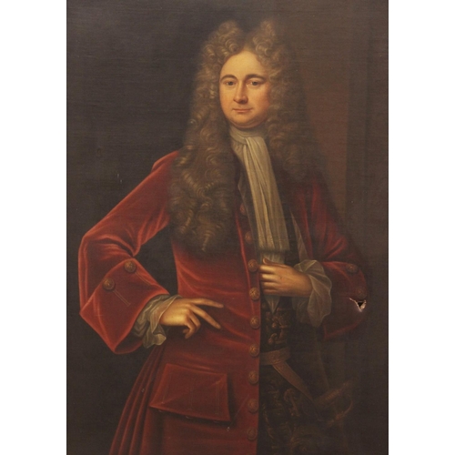 529 - Circle of Sir Godfrey Kneller (1646 -1723),
Portrait of Thomas Kenyon of Peel Hall, 
Three quarter l... 