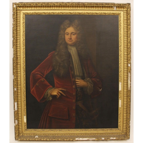 529 - Circle of Sir Godfrey Kneller (1646 -1723),
Portrait of Thomas Kenyon of Peel Hall, 
Three quarter l... 