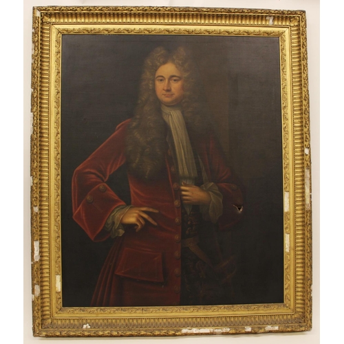 529 - Circle of Sir Godfrey Kneller (1646 -1723),
Portrait of Thomas Kenyon of Peel Hall, 
Three quarter l... 