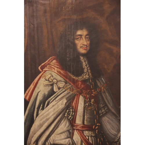 530 - After Sir Peter Lely (1618-1680),
Portrait of Charles II, 
Full length, wearing coronation robes wit... 