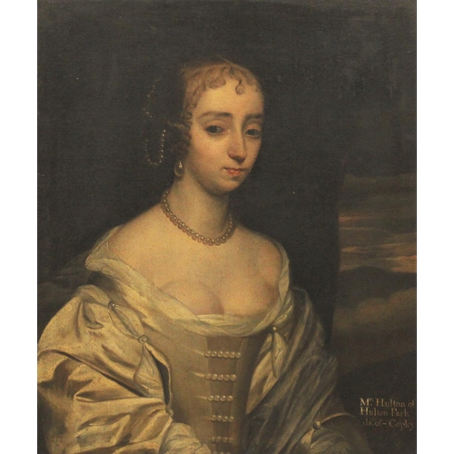 536 - Circle of Gerard Van Soest (c.1600- 1681), 
Portrait of Mrs Hulton, daughter of Edward Copley Esq ha... 