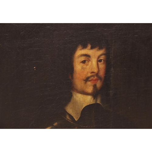 537 - English school, late 17th century, 
Portrait of George Rigby of Peel, 
Half length wearing armour,
O... 