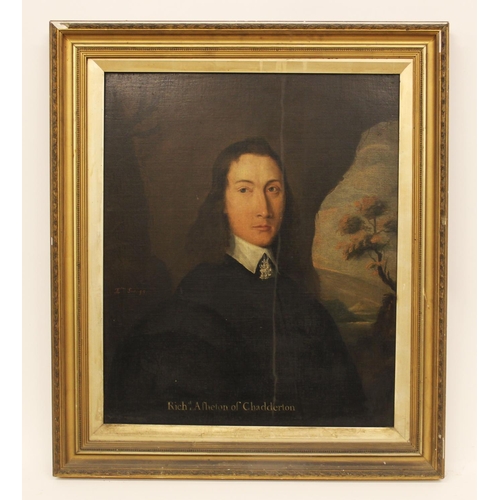 538 - English school, late 17th century, 
Portrait of Richard Assheton of Chadderton,
Half length in cleri... 